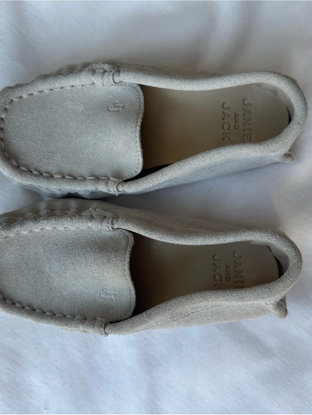 Janie and Jack Suede Moccasins - Light Beige
